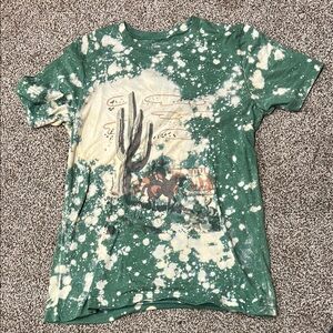 Green and Cream Short Sleeve Tee with Desert Graphic